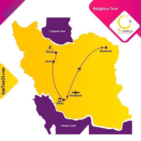 Iran tour-Religious Tour Map